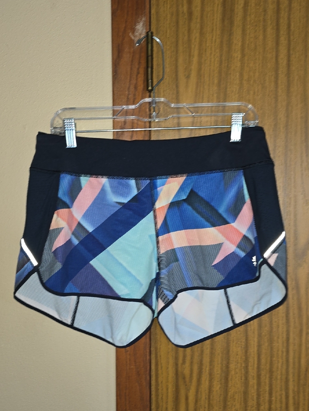 Athleta Navy Multi-Color Geometric Athletic Shorts